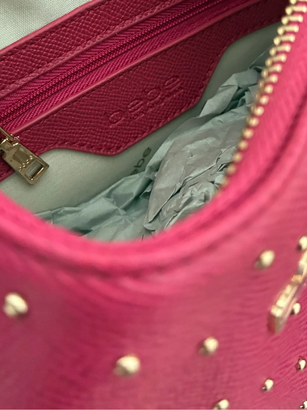 bebe Dark Pink Studded Crossbody Bag with Coin Pouch